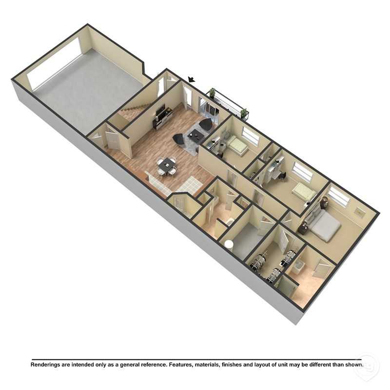 hartford wilson heights 3 bed 2 bath lower 3d floor plan - NEW! Wilson Heights Apartments